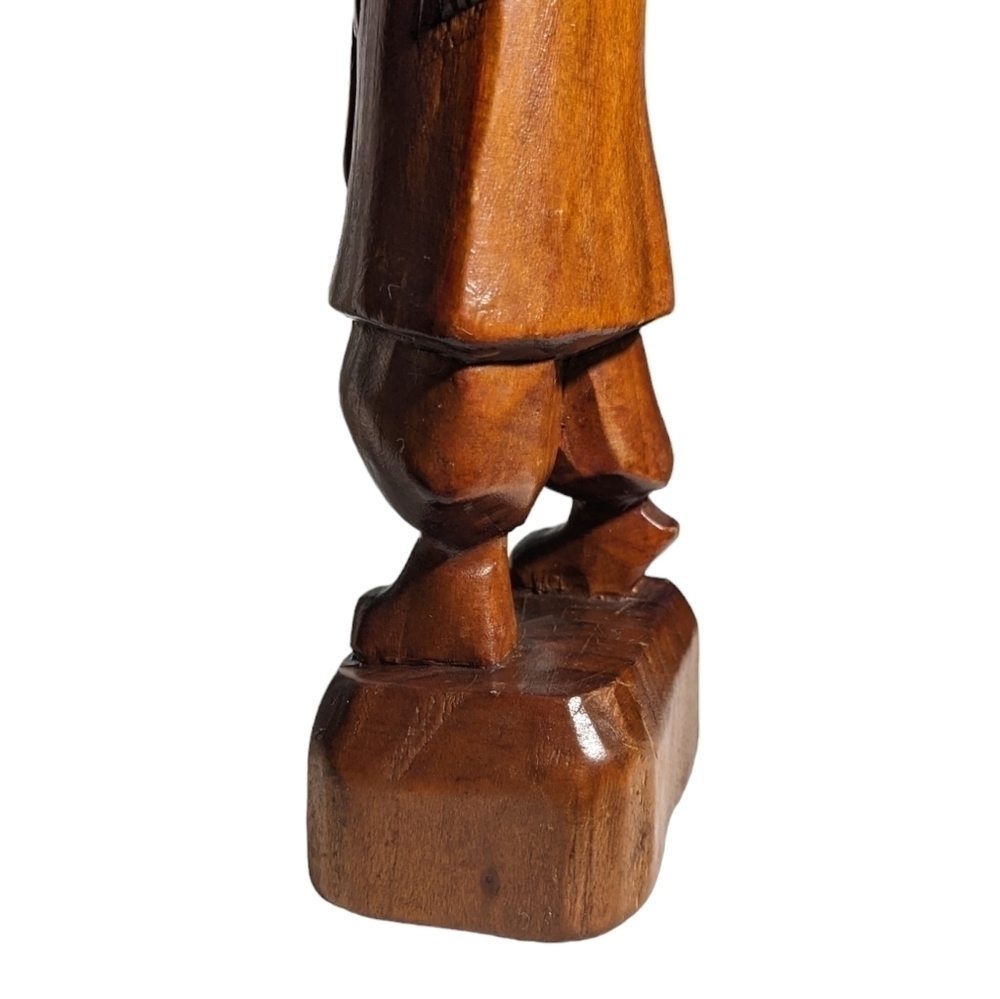 Oriental Hand Carved Wood Vintage Incense Holder Old Man Fashioned Hat Retro - Picture 4 of 9